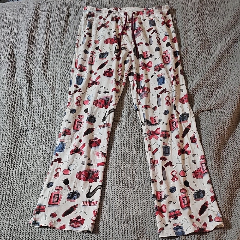 Gillian & O’Malley Pajama Pants Size Small Perfume Lipstick Print Sleep Lounge